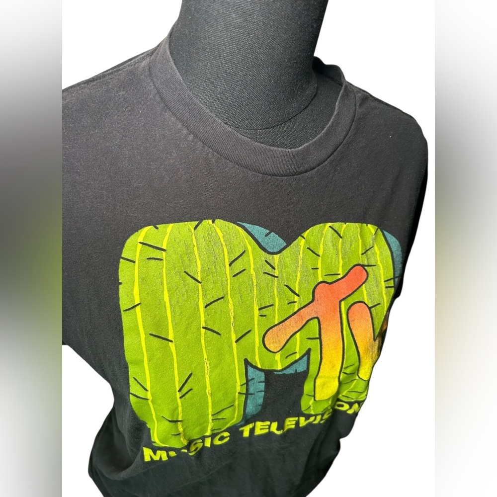 MTV Black Tee with Cactus Logo Size Medium - Picture 2 of 4